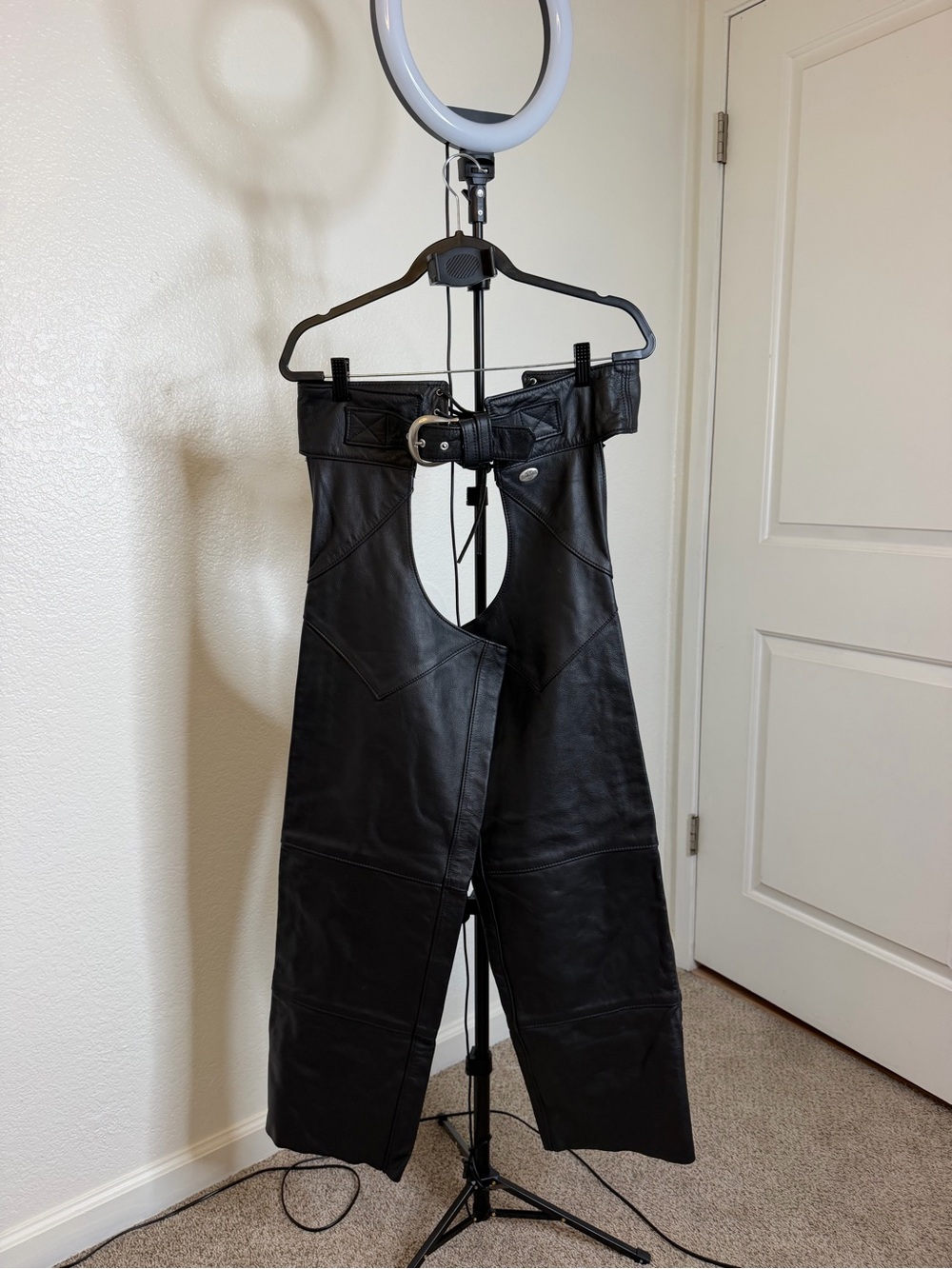 Harley-Davidson Black Leather Boot Cut Chaps
